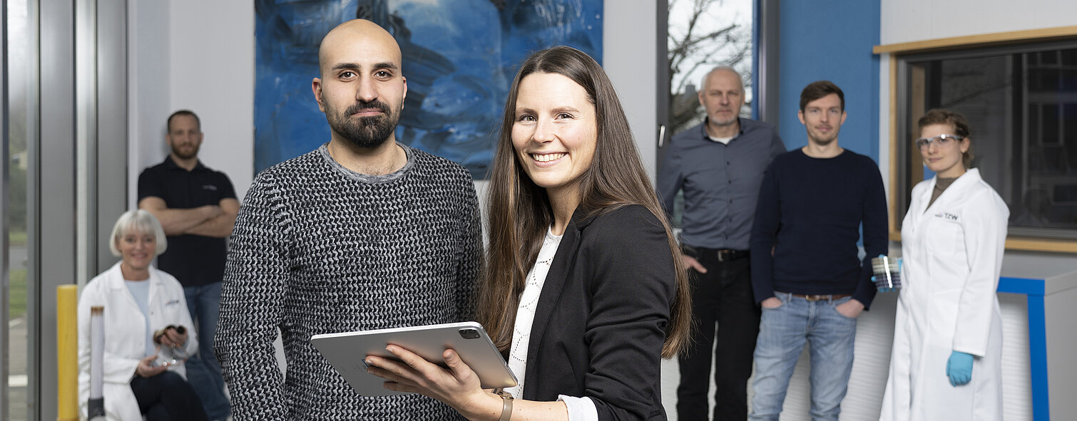 Employee with notebook